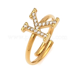 304 Stainless Steel Micro Pave Cubic Zirconia Cuff Open Rings&nbsp;LS-RJEW-D336-01G-06