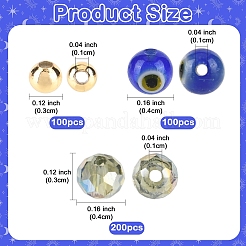 100Pcs Handmade Evil Eye Lampwork Round Bead Strands&nbsp;LAMP-YW0001-75