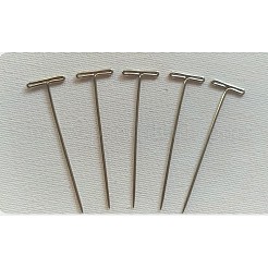スチール縫いクラフトピン針  T字型  ステンレス鋼色  53x1mm&nbsp;FIND-WH0002-53mm
