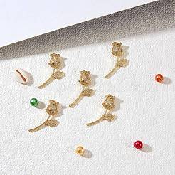 5個真鍮マイクロパヴェクリアキュービックジルコニアペンダント  ニッケルフリー  花  16KGP本金メッキ  35x16x8mm  穴：3x6mm&nbsp;ZIRC-SZ0002-53