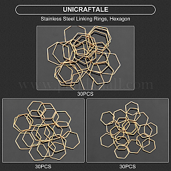 60個3スタイル304ステンレススチールリンクリング  六角  ミックスカラー  13.5~22x12~20x1mm  20個/スタイル&nbsp;STAS-UN0031-82