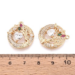 Brass Micro Pave Cubic Zirconia Pendants&nbsp;KK-T073-39G