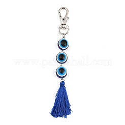 Resin Evil Eye Round Bead & Polyester Tassel Pendant Decorations&nbsp;HJEW-JM04165-03