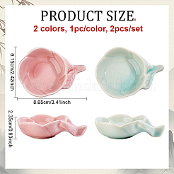 2色セラミックインク皿（ブラシホルダー付き）2個  花  ミックスカラー  86.5x61.5x23.5mm  1pc /カラー&nbsp;DIY-PH0038-70