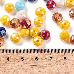 ガラスビーズ  多面カット  ロンデル  ミックスカラー  8x6mm  穴：1~1.4mm  約145個/60g&nbsp;EGLA-A034-SM8mm-30