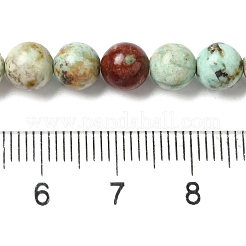 天然石ターコイズビーズ連売り  ラウンド  6mm  穴：1.2mm  約63個/連  15.75''（40センチメートル）&nbsp;G-H034-A01-02