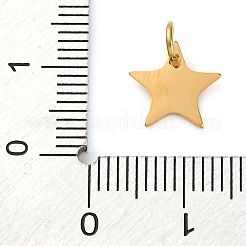 304ステンレススチールチャーム  18KGP本金メッキ  レーザー切断  スター  9.5x10x1mm  穴：3mm  5個/セット&nbsp;LS-STAS-Q331-01E