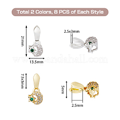 16Pcs 2 Colors Brass Micro Pave Cubic Zirconia Ice Pick Pinch Bails&nbsp;ZIRC-HY0001-08