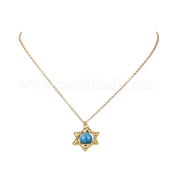 4Pcs 4 Styles Natural Amethyst & Heated Citrine & Apatite & Dyed Green Jade Copper Wire Wrapped Hexagram Pendant Brass Cable Chain Necklaces for Women&nbsp;NJEW-TA00258