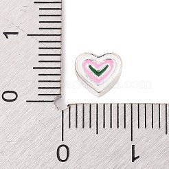 925スターリングシルバービーズ  エナメル  ハート  パールピンク  6x7x3.5mm  穴：1mm&nbsp;LS-STER-F056-02S-01