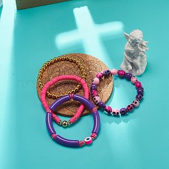 4 個 4 スタイル アクリルナザールボンジュウ & プラスチック スカル & 合成ヘマタイト ビーズ ストレッチ ブレスレット セット  ポリマークレイ ヘイシ サーファー プレッピー ブレスレット 女性用  ミックスカラー  内径：2-1/8インチ（5.4cm）〜2-1/4インチ（5.6cm）  1個/スタイル&nbsp;BJEW-JB08896