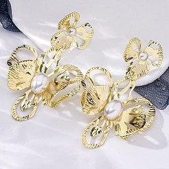 Alloy & Iron & Imitation Pearl Stud Earrings&nbsp;LS-EJEW-M075-09G