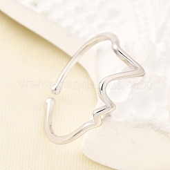 Ecg 925 スターリングシルバー カフリング（女性用）  プラチナ  7mm  内径：16.8mm&nbsp;RJEW-S631-04P
