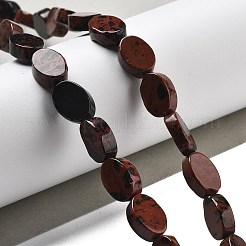 天然石マホガニーオブシディアンビーズ連売り  オーバル  14x10x5mm  穴：0.5mm  約28個/連  15.55''（39.5センチメートル）&nbsp;G-P559-B16-01