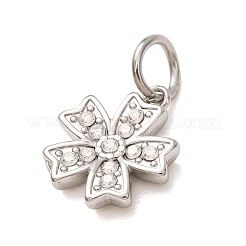 304ステンレススチールマイクロパヴェクリアキュービックジルコニアチャーム  花のチャーム  ステンレス鋼色  11x10x2mm  穴：4mm&nbsp;CU-CBAB6EC-24P
