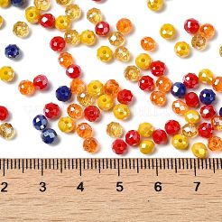 ガラスビーズ  多面カット  ロンデル  ゴールド  4x3mm  穴：0.4mm  約792個/58g&nbsp;LS-EGLA-A034-SM4mm-47