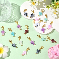 60Pcs 6 Colors Acrylic & Tibetan Style Alloy  Pendant Decorations&nbsp;HJEW-YW00572