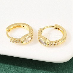 オーバル真鍮マイクロパヴェクリアキュービックジルコニアフープピアス  18KGP本金メッキ  13x14.5x4mm&nbsp;EJEW-D348-09G