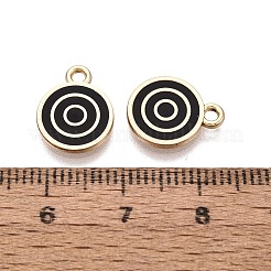 メッキ合金エナメルチャームラック  フラットラウンドのチャーム  ゴールドカラー  ブラック  13x10.5x1.5mm  穴：1.6mm&nbsp;ENAM-N070-01B-02G-01