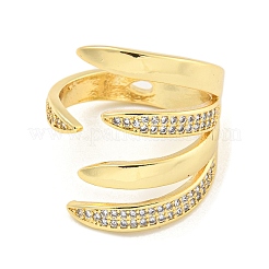 Brass Micro Pave Clear Cubic Zirconia Open Cuff Rings for Women&nbsp;RJEW-L121-005G