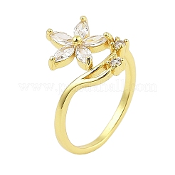Rack Plating Brass Micro Pave Cubic Zirconia Finger Rings for Women&nbsp;RJEW-M027-01G-01