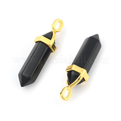 Natural Black Obsidian Bullet Double Terminated Pointed Pendants&nbsp;X-G-G902-B25