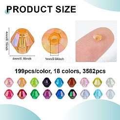 3600Pcs 18 Colors Bicone AB Color Plated Eco-Friendly Transparent Acrylic Beads&nbsp;TACR-PH0001-88