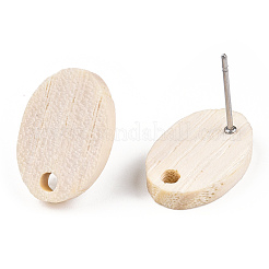 Ash Wood Stud Earring Findings&nbsp;EJEW-N017-011-01