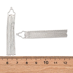 真鍮タッセル大きなペンダント  長持ちメッキ  ニッケルフリー  プラチナメッキ  56x8.5x1mm  穴：1.4mm&nbsp;KK-F898-22C-P