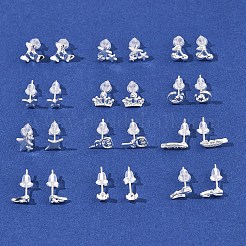 12ペア12スタイルの合金スタッドピアス  925つのスターリングシルバーピン付き  厚紙箱1個付き  プラチナ  混合図形  4.5~10mm  1ペア/スタイル&nbsp;EJEW-FS0001-29