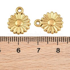 304ステンレススチールチャーム  デイジーチャーム  イオンプレーティング（ip）  18KGP本金メッキ  15x12x2mm  穴：1.8mm&nbsp;SA-CBA1839-13G
