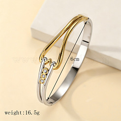 Duo Tone 304 Stainless Steel Crystal Rhinestone Hinged Cuff Bangles for Women&nbsp;WG4FF72-02