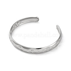 女性用304ステンレススチールカフバングル  目  ステンレス鋼色  1/4インチ（0.75cm）  内径：2-3/8インチ（5.9cm）&nbsp;BJEW-G729-03P