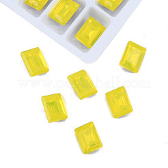 K9ガラスラインストーンカボション  尖ったバック＆バックメッキ  多面カット  長方形  黄水晶  8x6x3mm&nbsp;MRMJ-N029-18-01