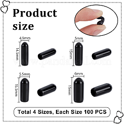 400個 4スタイル PVC ラウンドエンドキャップカバー  ねじ山保護キャップ  ブラック  14.5~15.5x4.5~6mm  100個/スタイル&nbsp;FIND-GA0007-05