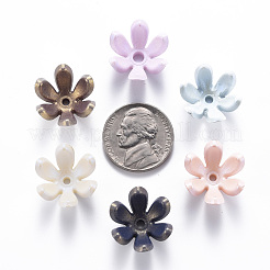6-Petal Spray Painted Acrylic Bead Caps&nbsp;MACR-S373-47J