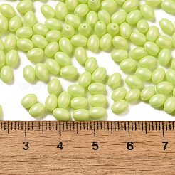 焼付塗装ガラスシードビーズ  オーバル  緑黄  5x3.5mm  穴：0.8mm  約5000個/ポンド&nbsp;SEED-C004-04K