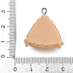 不透明樹脂ペンダント  模倣食品  揚げパン  プラチナメッキ鉄ループ付き  桃パフ  26x25x12mm  穴：2mm&nbsp;RESI-S016-01A