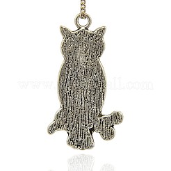 アンティークシルバー合金エナメルペンダント  ハロウィン用フクロウペンダント  カラフル  51x29x3.5mm  穴：3.5mm&nbsp;ENAM-J265-01AS