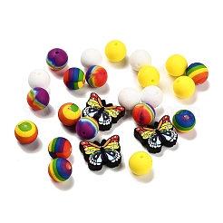 25Pcs Butterfly & Round Silicone Focal Beads&nbsp;SIL-L005-02F