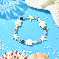 3Pcs Shell Pearl & Natural & Synthetic Mixed Gemstone Beads Stretch Bracelets for Women&nbsp;BJEW-JB13898