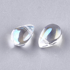 クリアガラスチャーム  DIYのジュエリーには  ABカラーメッキ  ティアドロップ  クリアAB  9x6x6mm  穴：0.5mm&nbsp;X-GGLA-S042-05A