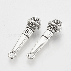 合金のチベット風チャーム  カドミウムフリー＆鉛フリー  マイク  アンティークシルバー  25x8x6.5mm  穴：2mm  約366個/780g&nbsp;LS-TIBE-N005-14AS-LF