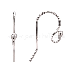 変色防止ロジウムメッキスターリングシルバーピアスフック925個  プラチナ  20x10mm  ピン：0.8mm&nbsp;STER-I005-49P