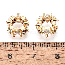 Brass Micro Pave Clear Cubic Zirconia European Beads&nbsp;KK-N275-07G