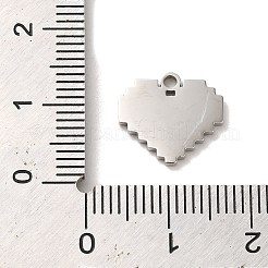 304ステンレススチールエナメルチャーム  ハートチャーム  ステンレス鋼色  12x13x1mm  穴：1.3mm&nbsp;STAS-L022-005P