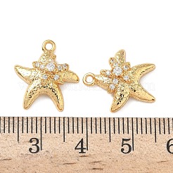 真鍮製マイクロパヴェキュービックジルコニアチャーム  ニッケルフリー  18KGP本金メッキ  ヒトデ  16x15x5mm  穴：1.2mm&nbsp;KK-Z136-74G-02