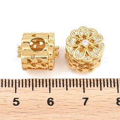 真鍮マイクロペーブクリアキュービックジルコニアヨーロッパビーズ  大穴ビーズ  花  18KGP本金メッキ  12x11.5mm  穴：4.5mm&nbsp;ZIRC-F148-10G