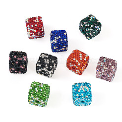 9個 9色 手作りポリマー粘土ラインストーンビーズ  大穴ビーズ  キューブ  ミックスカラー  14.5x14.5x14.5mm  穴：4mm  1pc /カラー&nbsp;RB-TA0001-32