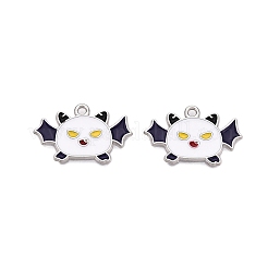 ハロウィンテーマアロイエナメルペンダント  カドミウムフリー＆ニッケルフリー＆鉛フリー  プラチナ  バット  16.5x26x1mm  穴：1.8mm&nbsp;ENAM-T020-08E